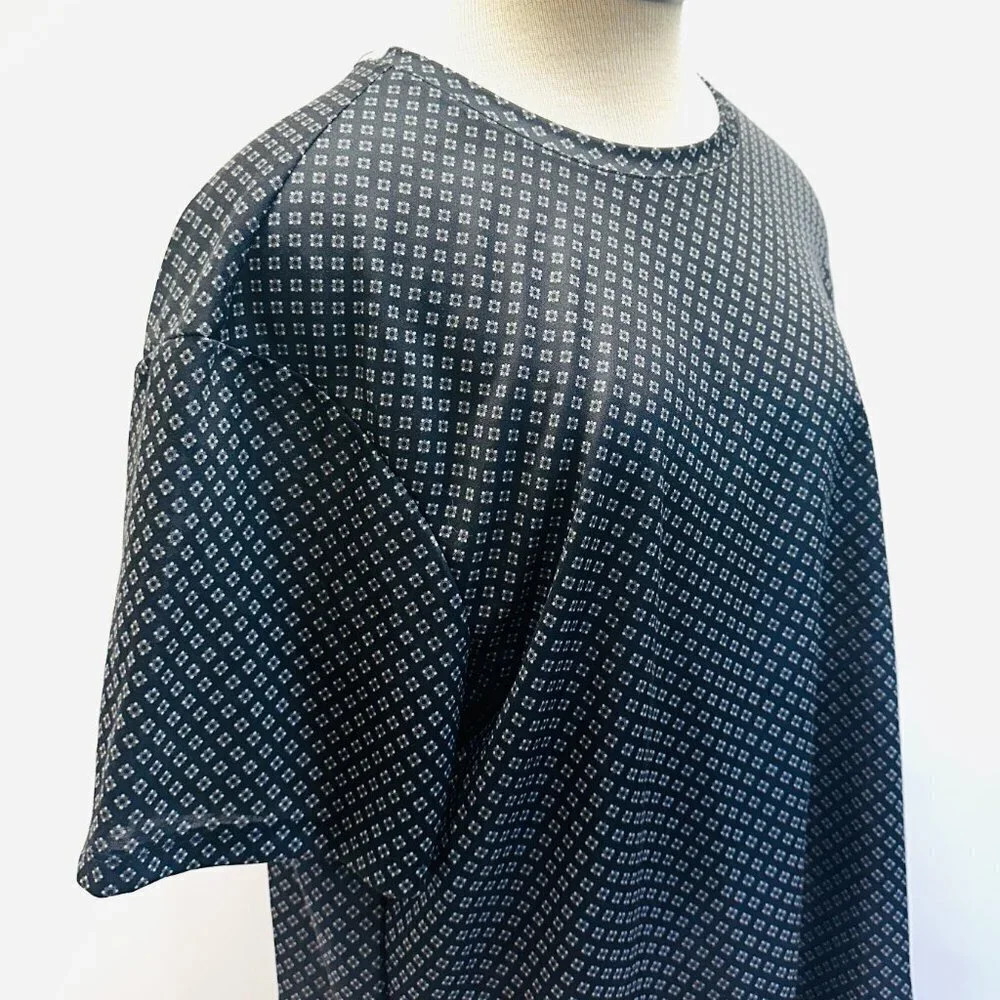 NWT APT. 9 Men Pullover Short Sleeve Crew Neck Geometric Black Shirt XXL Slim - Picture 4 of 9